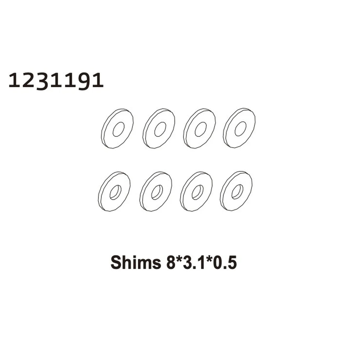 Absima Unterlegscheiben 8x3.1x0.5 (8) für Crawler CR4.4 1231191