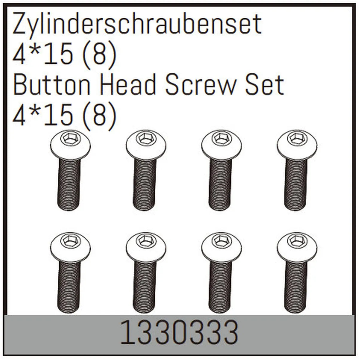 Absima Zylinderschraubenset 4x15 (8) für Assassin/Stoke/Torch 4S/6S 1330333