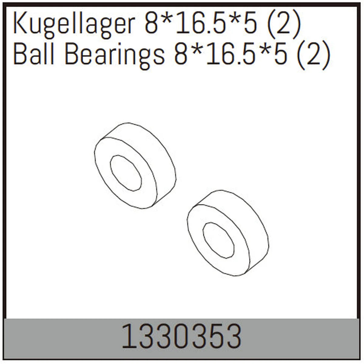 Absima Kugellager 8x16.5x5 (2) für Assassin/Stoke/Torch 4S/6S 1330353
