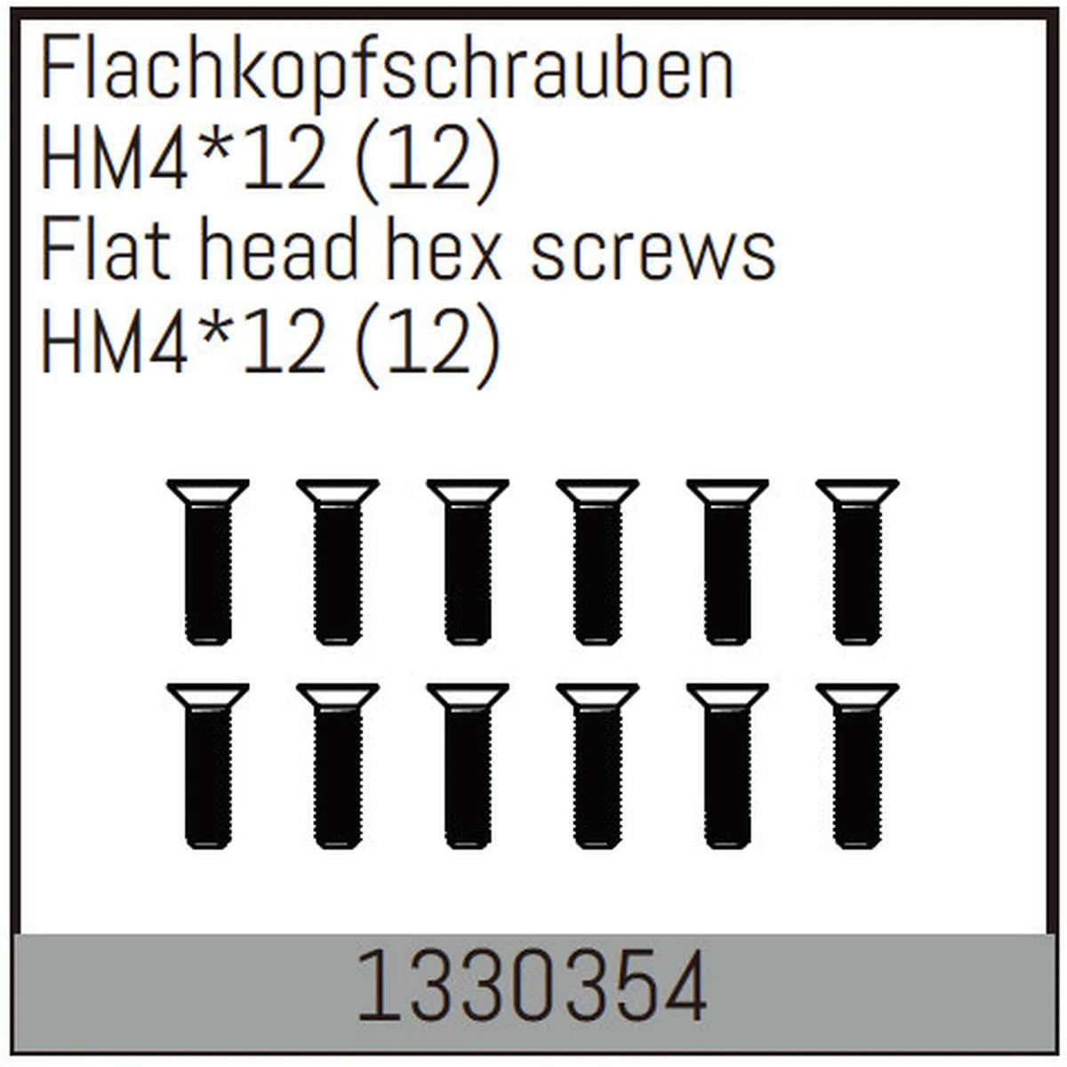 Absima Flachkopfschrauben mit Feingewinde HM4x12/12 Stück für Assassin/Stoke/Torch 4S/6S 1330354