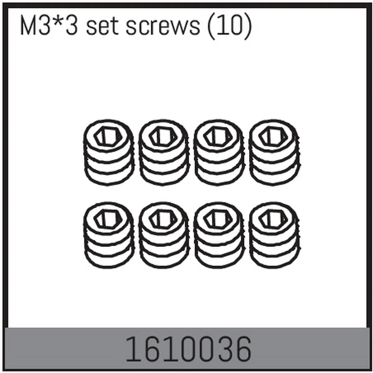 Absima M3x3 Madenschrauben (10) für 1:16 Touring Car 1610036