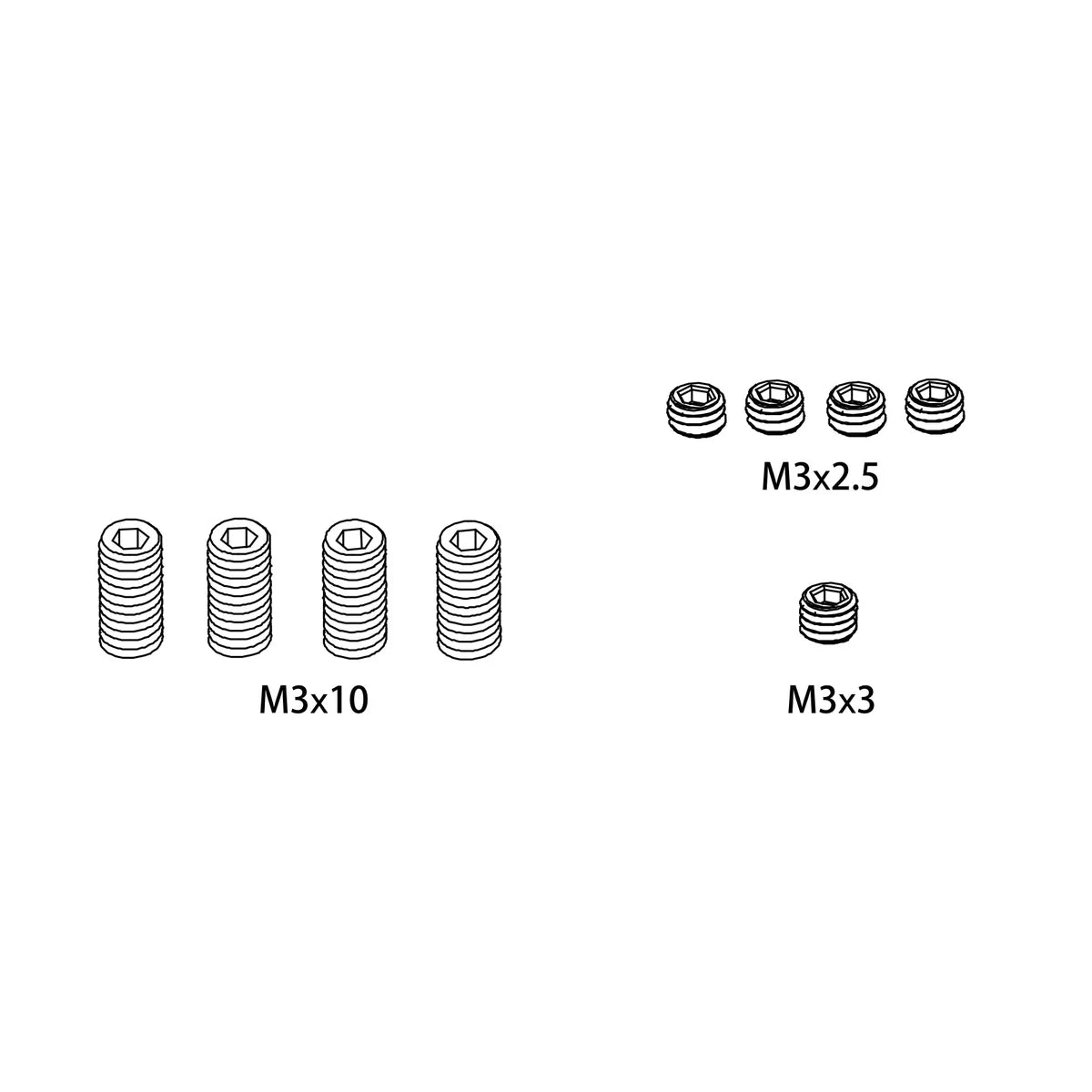Absima Madenschrauben M3x2.5 / M3x3 / M3x10 / M4x4 für Monster Truck Mini AMT 1610165