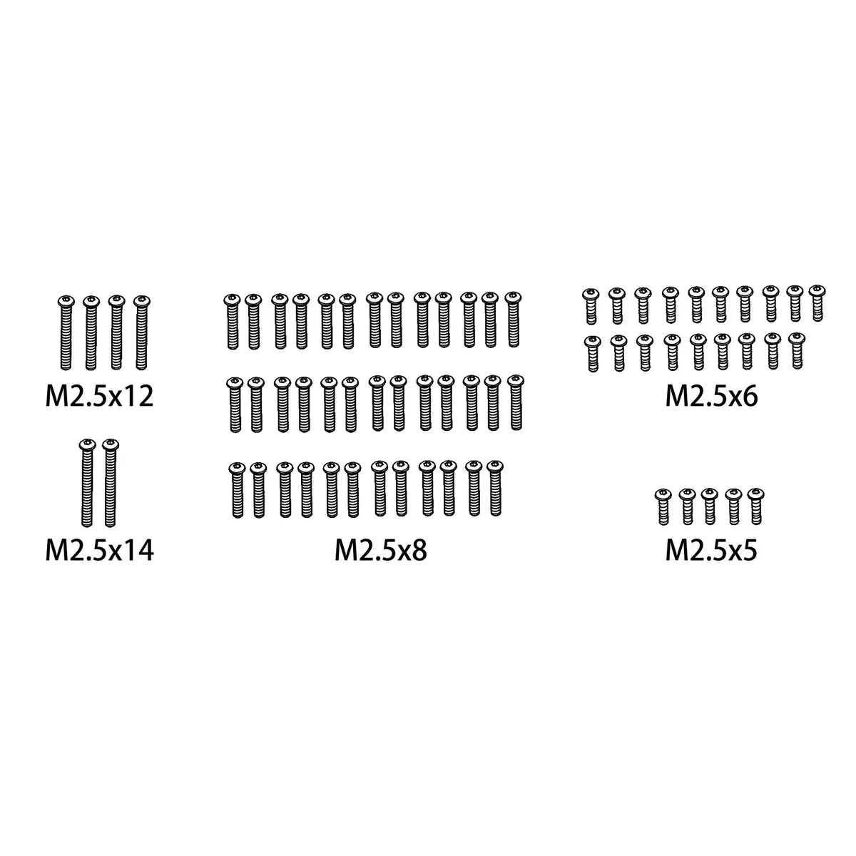 Absima Schrauben-Set M2.5x5/M2.5x6/M2.5x8/M2.5x12/M2.5x14 für Monster Truck Mini AMT 1610166