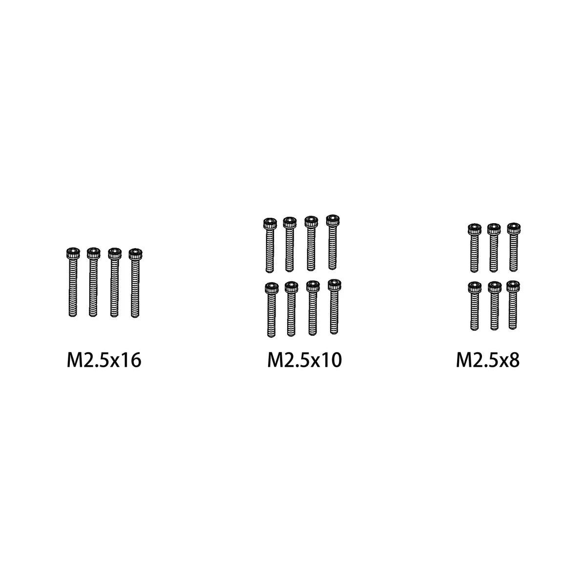 Absima Schrauben-Set M2.5x8/M2.5x10/M2.5x16 für Monster Truck Mini AMT 1610167