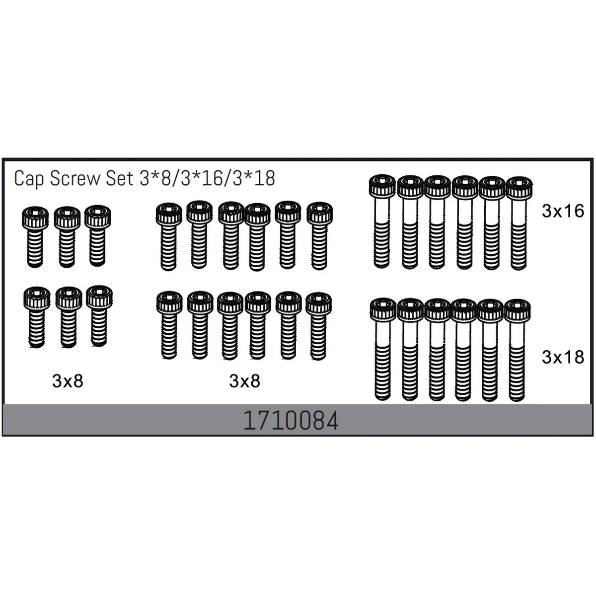 Absima Zylinderkopfschraubenset 3x8/3x16/3x18 für 1:7 Rock Racer Mamba 7 1710084