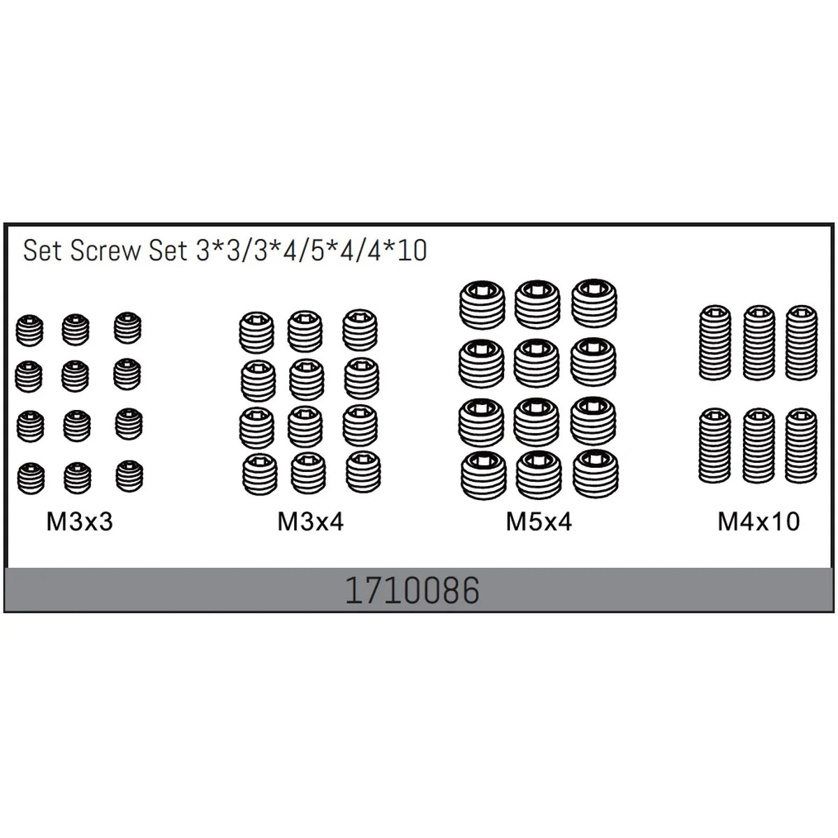 Absima Madenschraubenset 3x3/3x4/5x4/4x10 für 1:7 Rock Racer Mamba 7 1710086