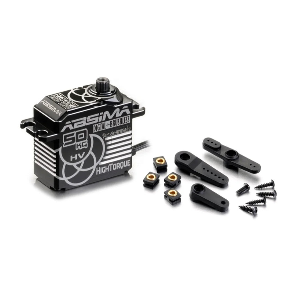 Absima 2030101 HV Digital Voll-Alu Servo ST50DBT 50KG Team-Spec. – mit Servohörnern und Befestigungsmaterial