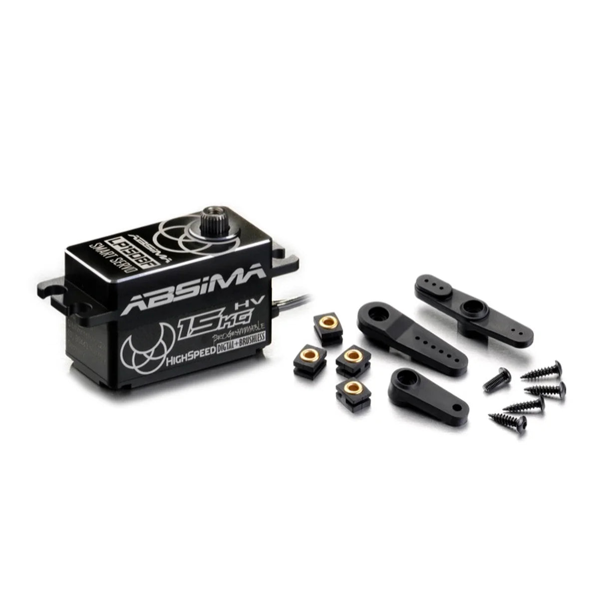 Absima 2030106 HV Digital Alu Servo LP15DBF 15KG Race-Spec. – mit Servohörnern und Befestigungsmaterial