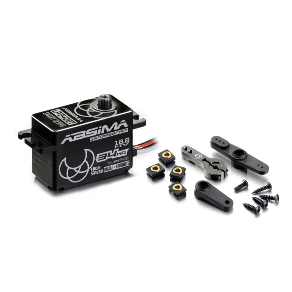 Absima 2030108 HV 3S/4S Digital Alu Servo LP34DBT Crawler-Spec. wasserdicht – mit Servohörnern und Befestigungsmaterial