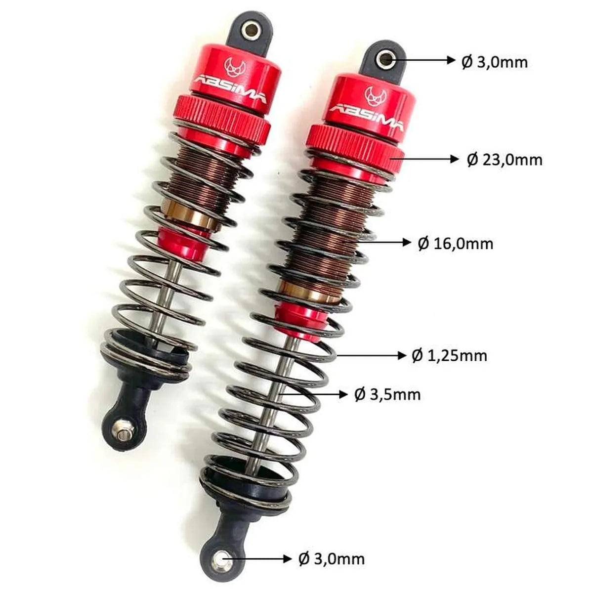 Absima Alu Stoßdämpfer 1:8 (2) 100mm 2330060