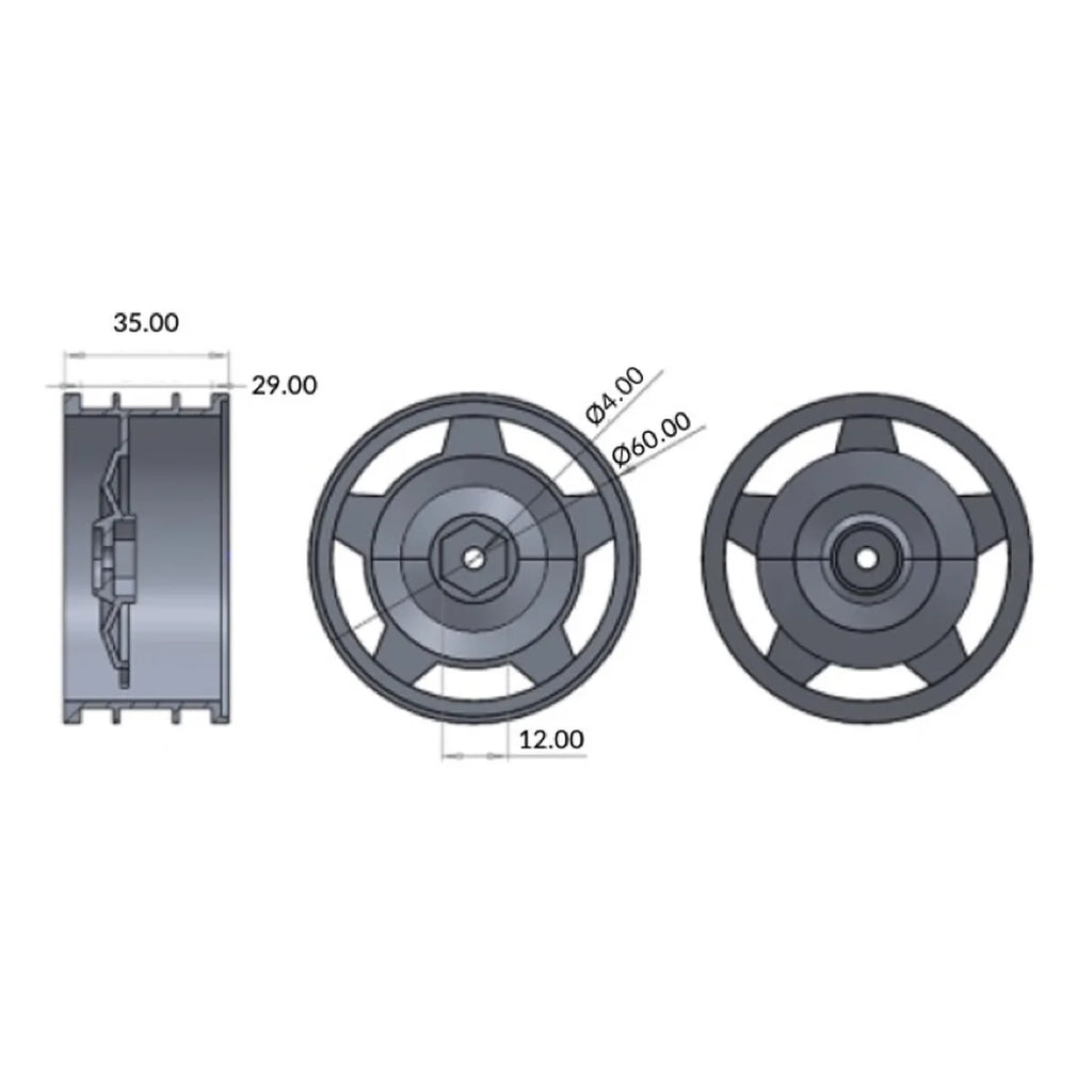 Absima 1:10 Alu. Buggy Räderset 2WD/4WD Block hinten 12mm Hex (2) 2500024