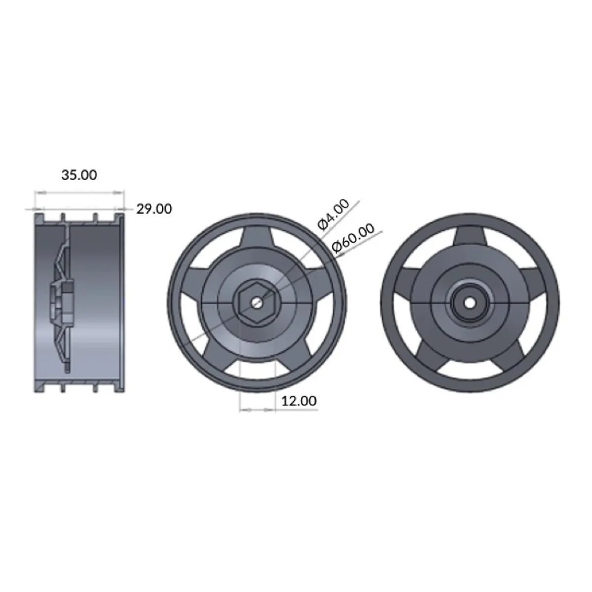 Absima 1:10 Alu. Buggy Räderset 2WD/4WD Stift hinten 12mm Hex (2) 2500025