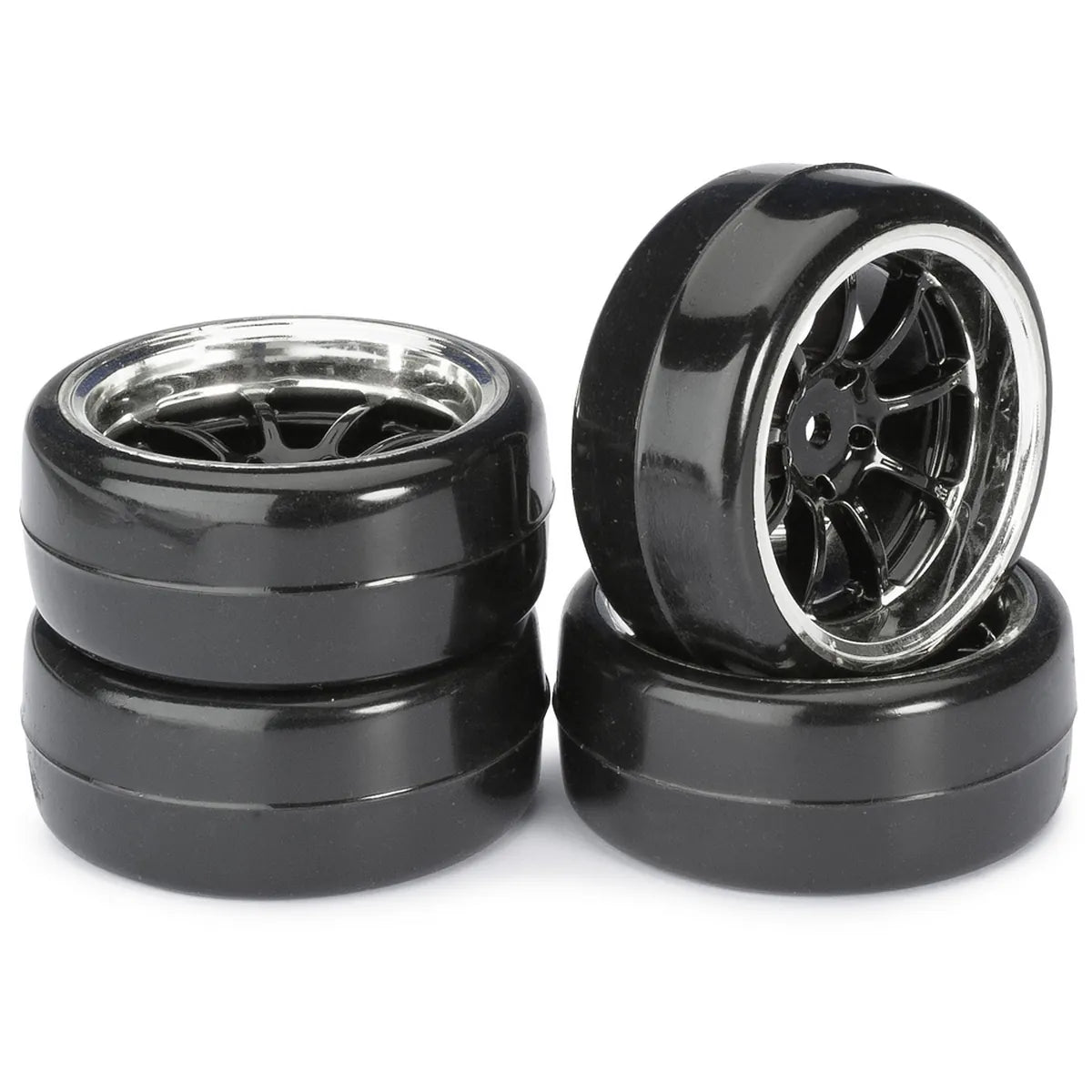 Absima Räderset Drift LP " 9-Speichen / Profil B" schwarz/chrom 1:10 (4) 2510043