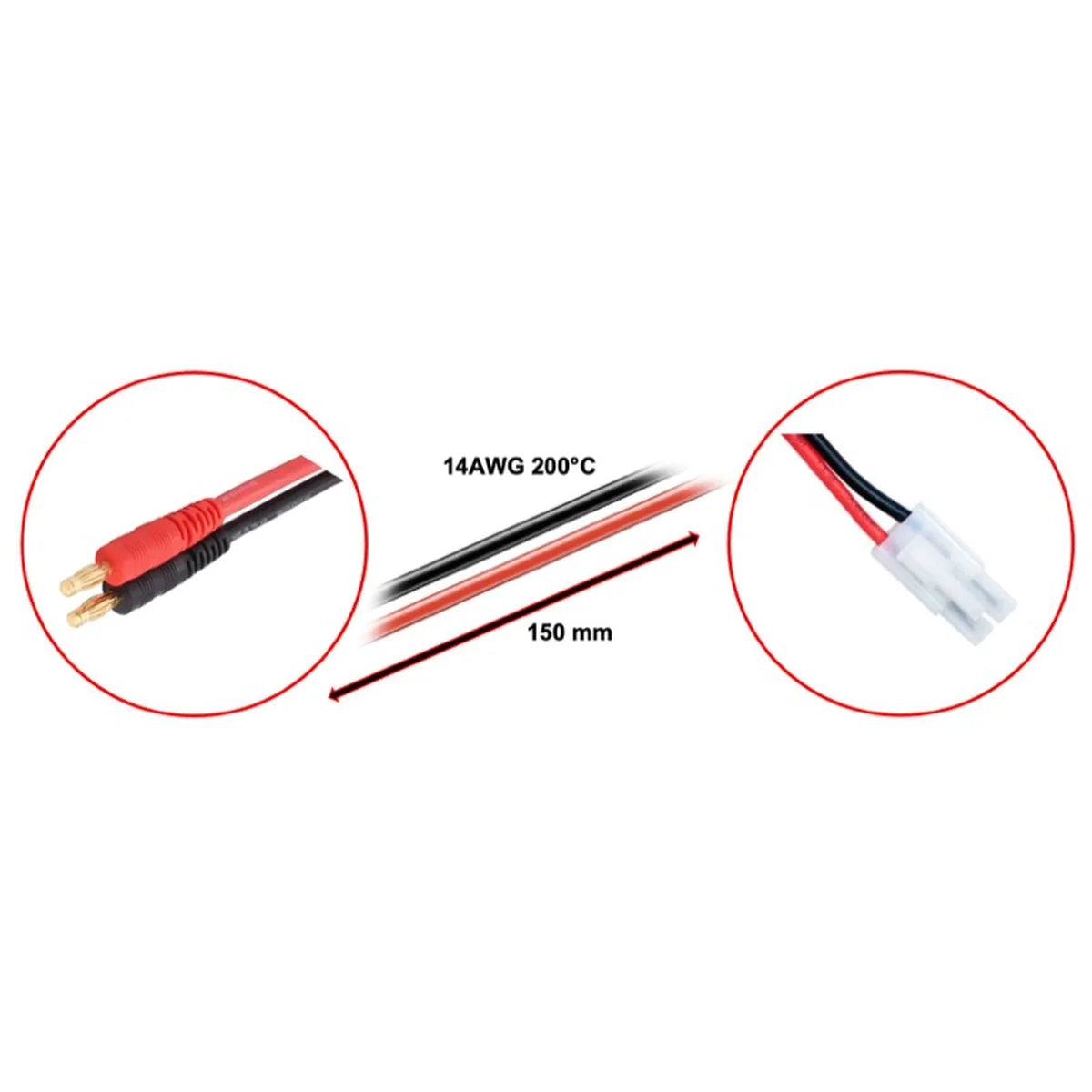 Absima Ladekabel 4mm Goldkontaktstecker Tamiya 150 mm 3040030