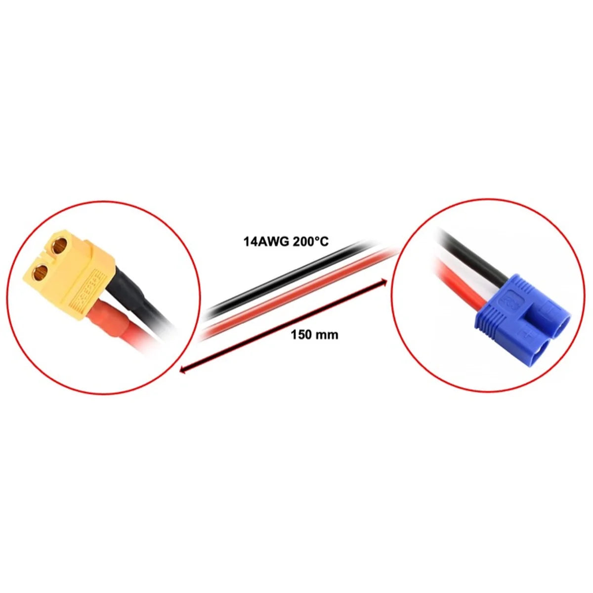 Absima Ladekabel XT60 15cm EC3 3040051