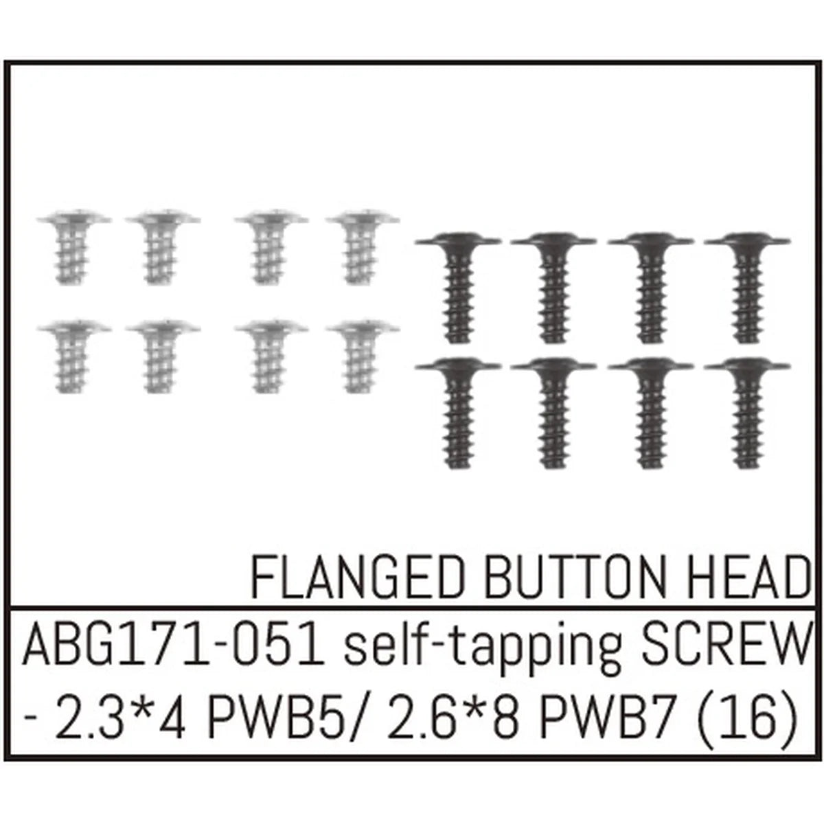 Absima Rundkopfschrauben M2.3x4 (8) / M2.6x8 (8) ABG171-051