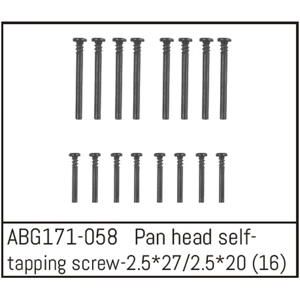 Absima Linsenkopfschrauben M2.5x27 (8) / M2.5x20 (8) ABG171-058