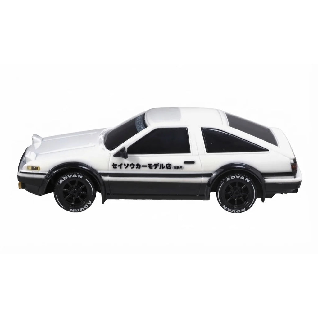 Absima AE86 Truend Drift Car 4WD 10045 im Maßstab 1:43 Drift RTR – Seitenansicht weiß-schwarze Lackierung, Advan-Räder
