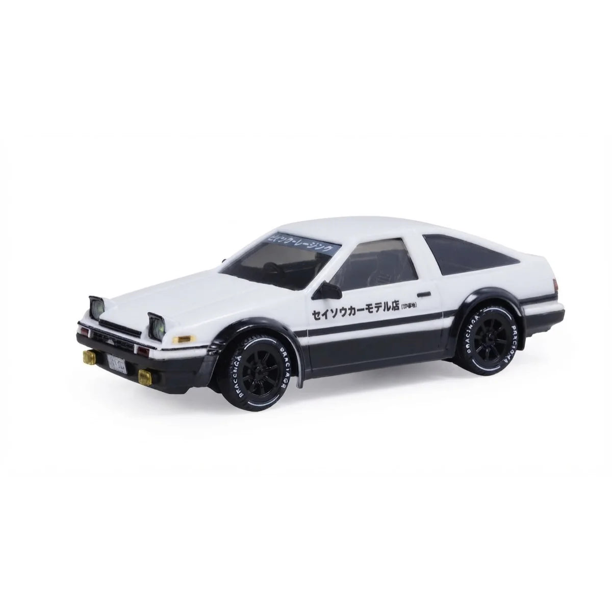 Absima AE86 Truend Drift Car 4WD 10045 im Maßstab 1:43 Drift RTR – Seitenansicht mit weißer Karosserie und schwarzen Rädern