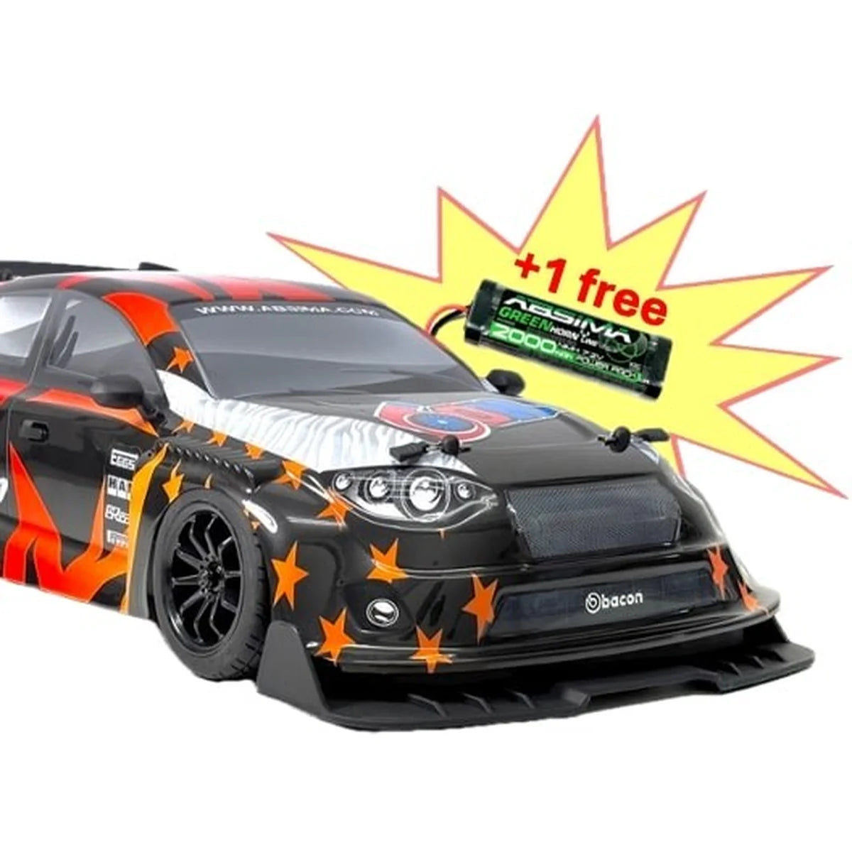 Absima Aero-X On-road brushed 4WD + NiMH 2000mAh 12230-Set im Maßstab 1:10 Onroad RTR – Frontansicht