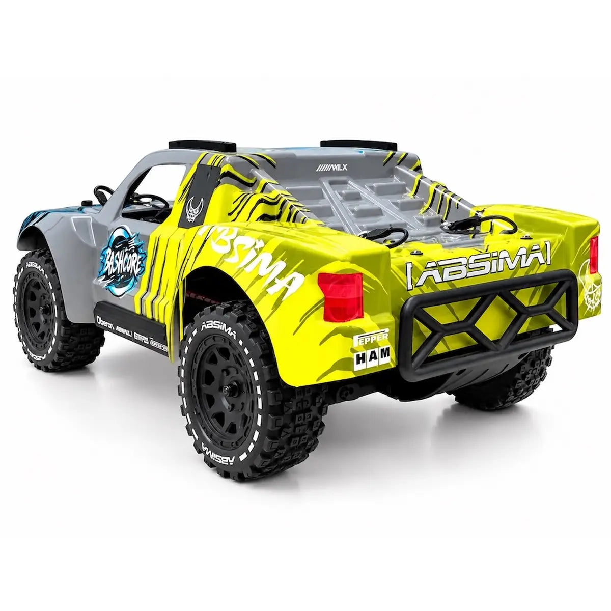 Absima Bashcore BL/3S 4WD Gelb/Grau 12125 im Maßstab 1:12 Short Course Truck RTR – Rückansicht