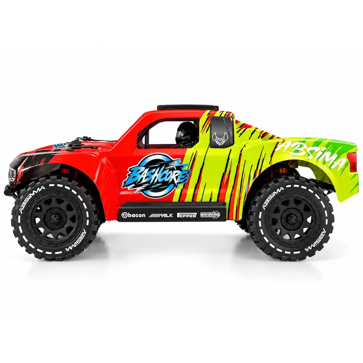 Absima Bashcore BL/3S 4WD Rot/Grün 12124 im Maßstab 1:12 Short Course Truck RTR – Seitenansicht