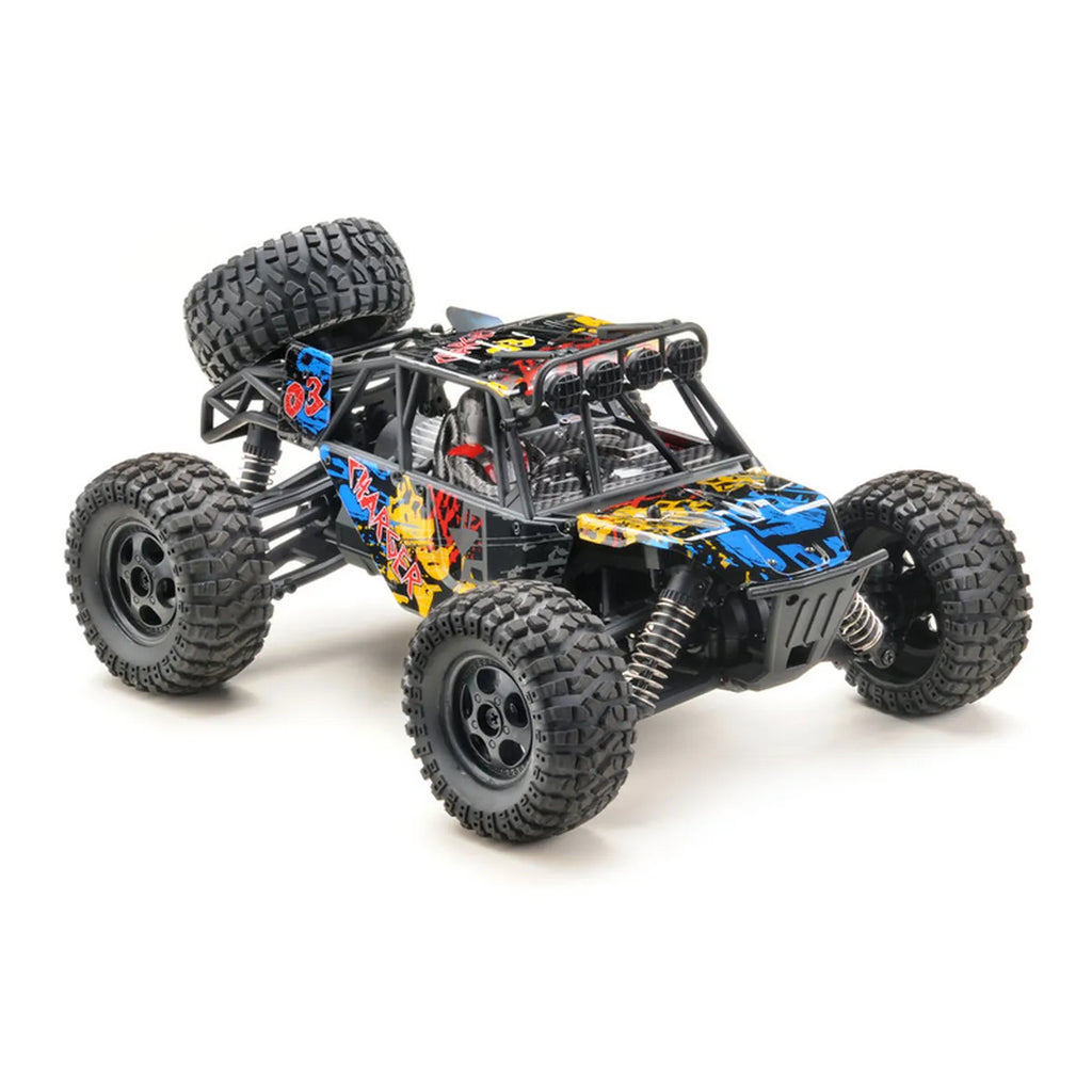 Absima Charger Sand Buggy 4WD 14003 im Maßstab 1:14 Buggy RTR – Seitenansicht mit bunter Karosserie und großen Geländereifen