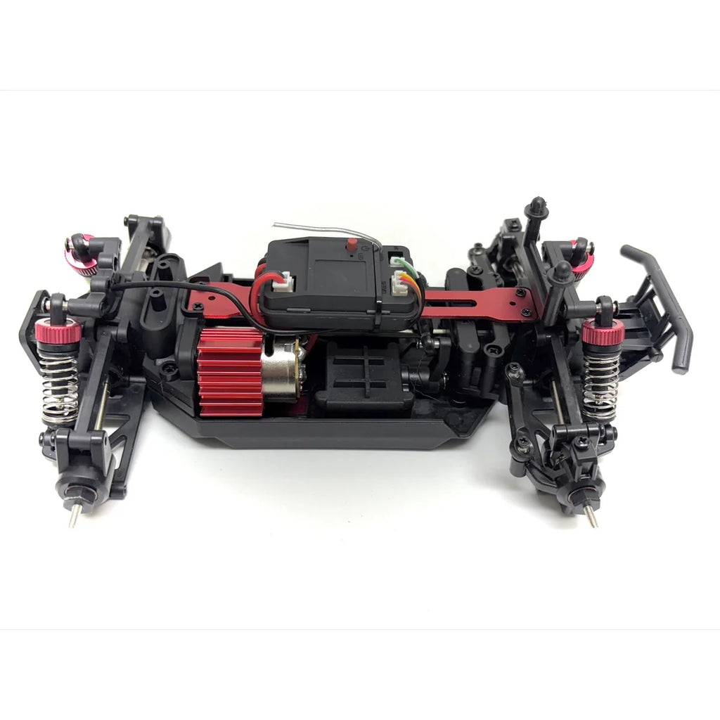 Absima Desert Runner 4WD Rot 10032 im Maßstab 1:20 Buggy RTR – Detailansicht Chassis ohne Karosserie