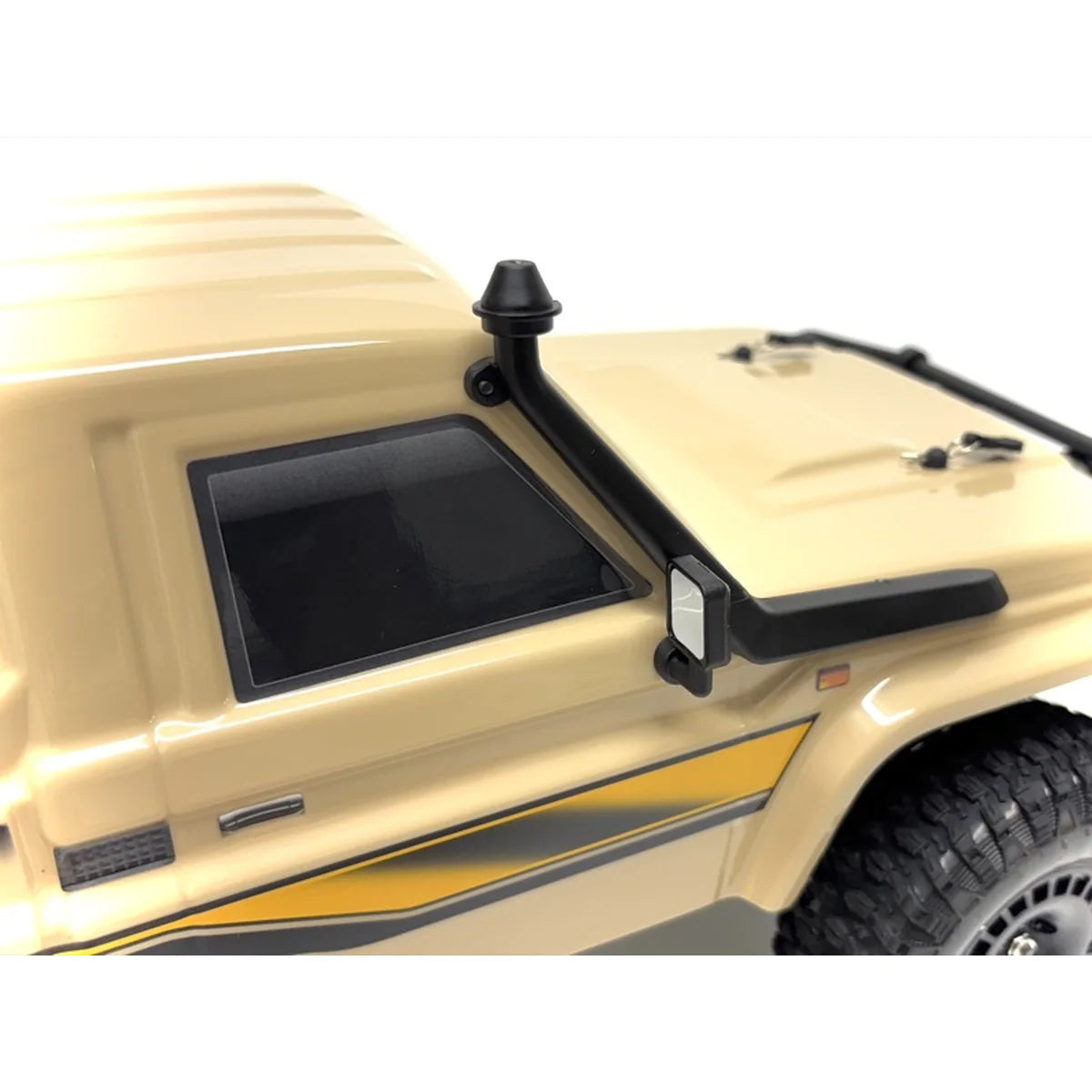 Absima Hilux Crawler CR4.4eco Sandfarben 12051 im Maßstab 1:10 Crawler RTR – Detailansicht mit Schnorchel und Seitenfenster