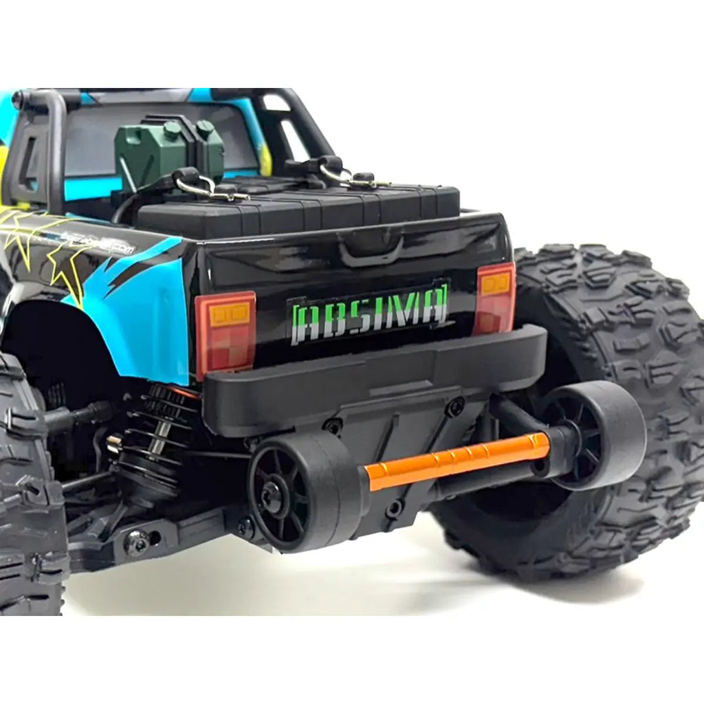 Absima MINI AMT BL/3S Monster Truck 1:16 RTR Blau 16031 – Heckansicht mit Wheelie-Bar