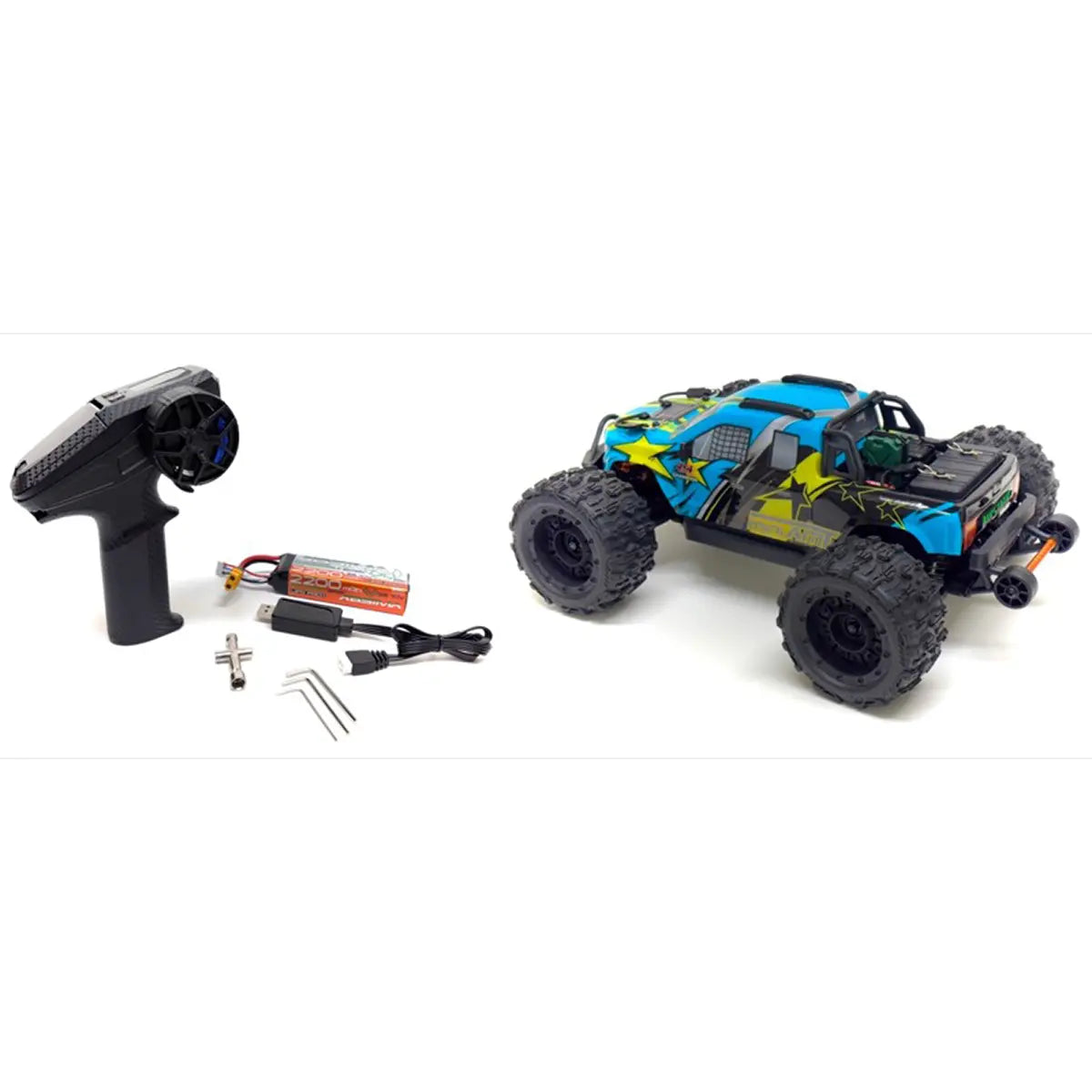 Absima MINI AMT BL/3S Monster Truck 1:16 RTR Blau 16031 – mit Fernsteuerung und Zubehör