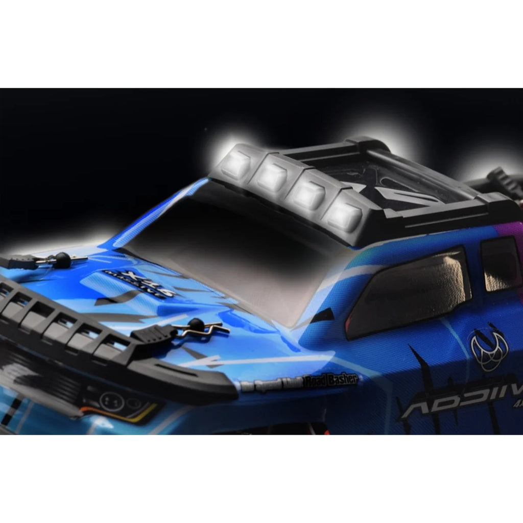 Absima Monster Truck Mini AMT 4WD Pink/Blau 16007 im Maßstab 1:16 Monster Truck RTR – Detailansicht mit LED-Dachleuchten