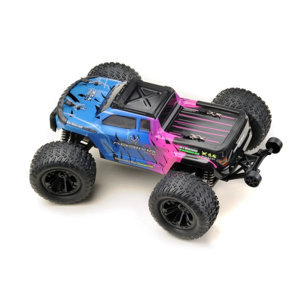Absima Monster Truck Mini AMT 4WD Pink/Blau 16007 im Maßstab 1:16 Monster Truck RTR – Draufsicht
