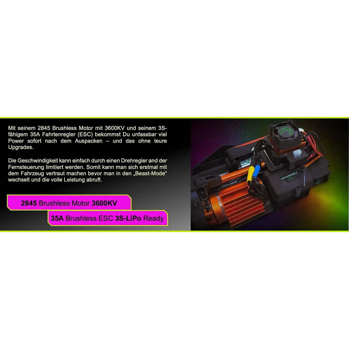 Absima Neon Furry 3S brushless Buggy 1:12 4WD RTR – Motor und Regler erklärt