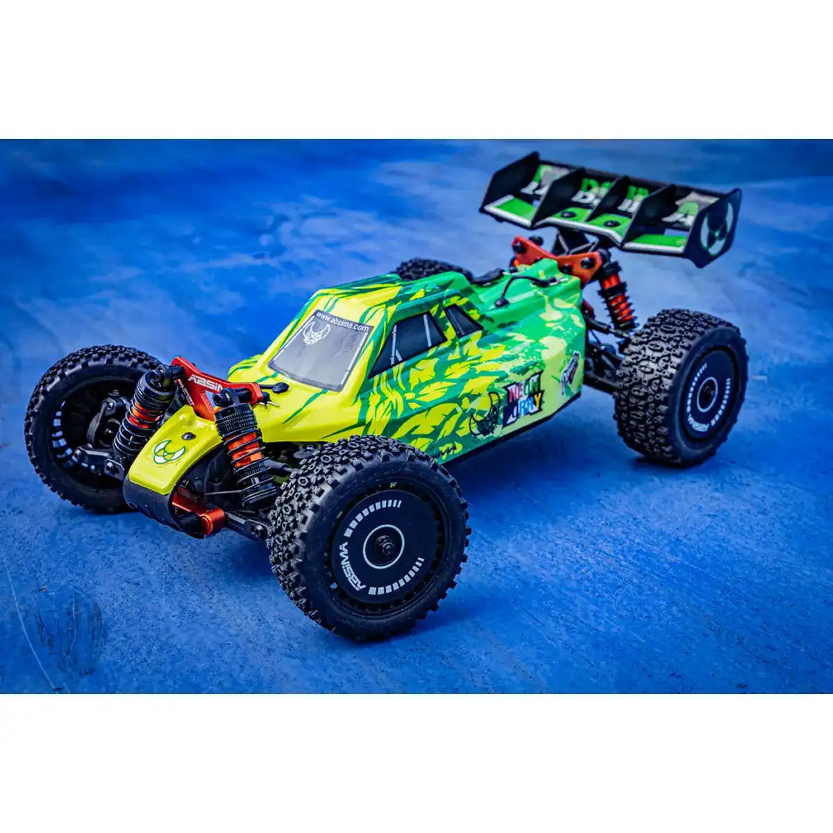 Absima Neon Furry 3S brushless Buggy 1:12 4WD RTR Grün 12121 – Schrägansicht vorne im Freien