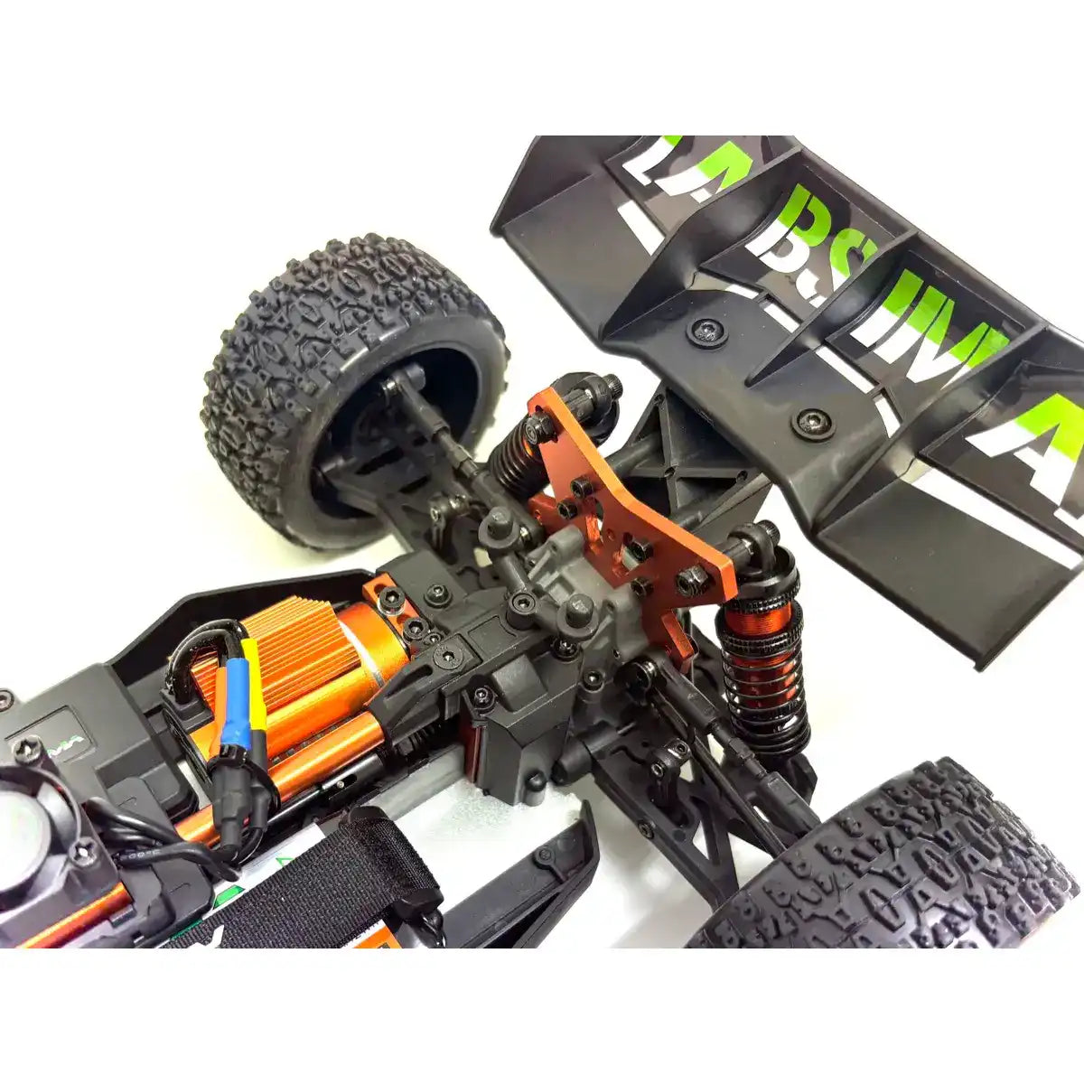 Absima Neon Furry 3S brushless Buggy 1:12 4WD RTR Grün 12121 – Motor und Heckflügel mit Alu-Dämpferbrücke