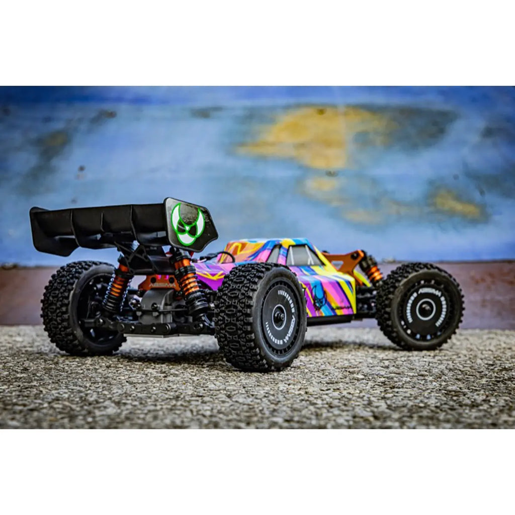 Absima Neon Furry 3S brushless Buggy 1:12 4WD RTR Lila 12120 – Schrägansicht hinten im Freien