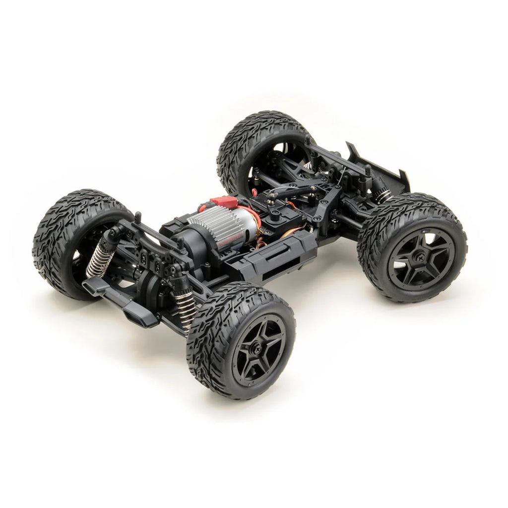 Absima Power Truggy 4WD Schwarz/Grün 14002 im Maßstab 1:14 Truggy RTR – Draufsicht Chassis ohne Karosserie