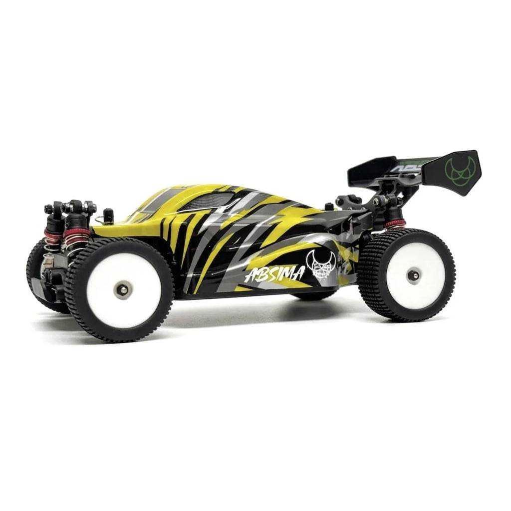 Absima Pulse 4WD Buggy mit Gyro Gelb 10015 im Maßstab 1:24 Buggy RTR – Seitenansicht mit gelb-schwarzer Karosserie und Flügel