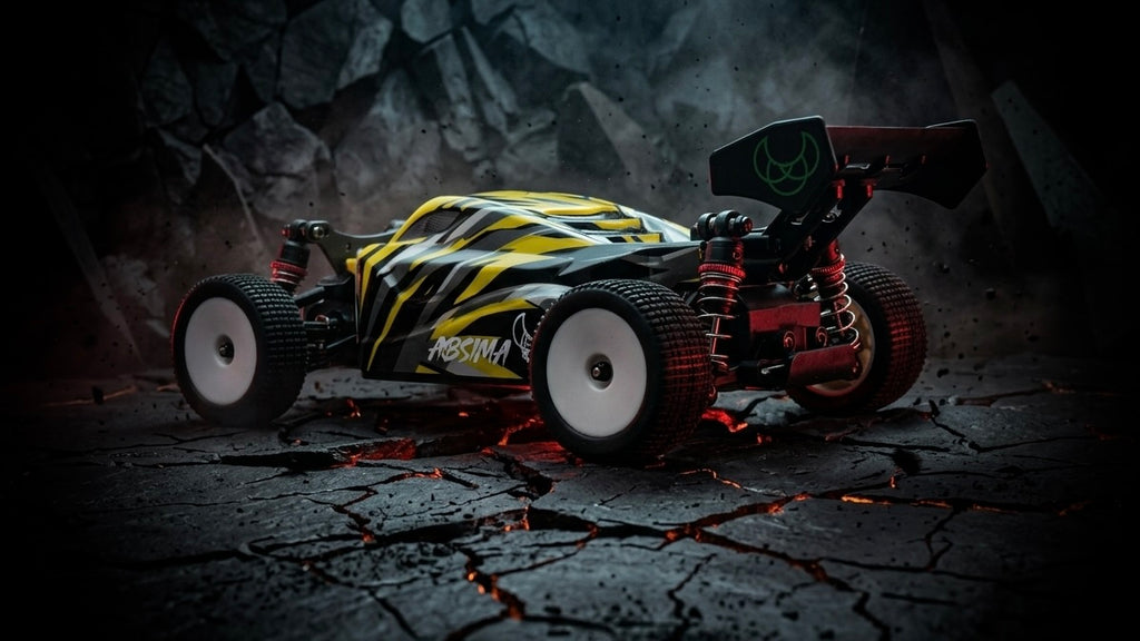 Absima Pulse 4WD Buggy 1:24 RTR mit Gyro Gelb 10015 – Studioaufnahme Heck