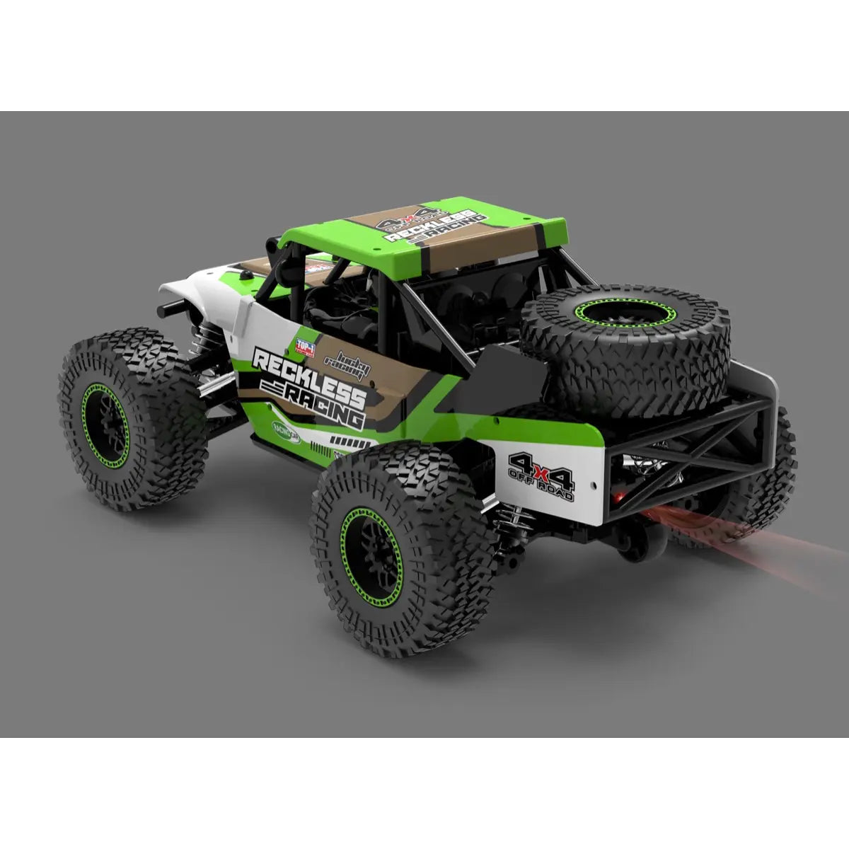 Absima Reckless Rock Racer 1:20 LED 4WD brushed RTR Grün 10030 – Schrägansicht hinten mit LED-Rückleuchte