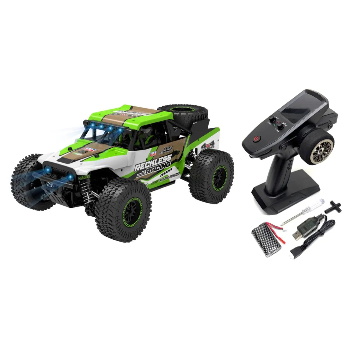 Absima Reckless Rock Racer 1:20 LED 4WD brushed RTR Grün 10030 – Set mit Fernsteuerung, Akku, Werkzeug und Ladegerät