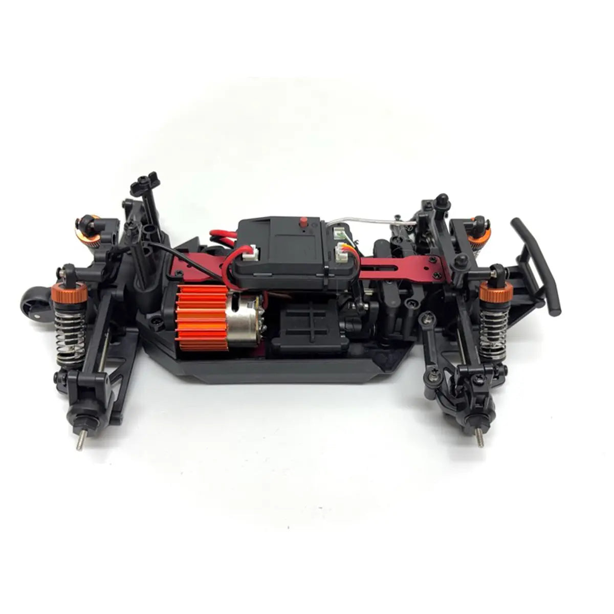 Absima Reckless Rock Racer 1:20 LED 4WD brushed RTR Orange 10031 – Chassis von oben mit Motor und Regler