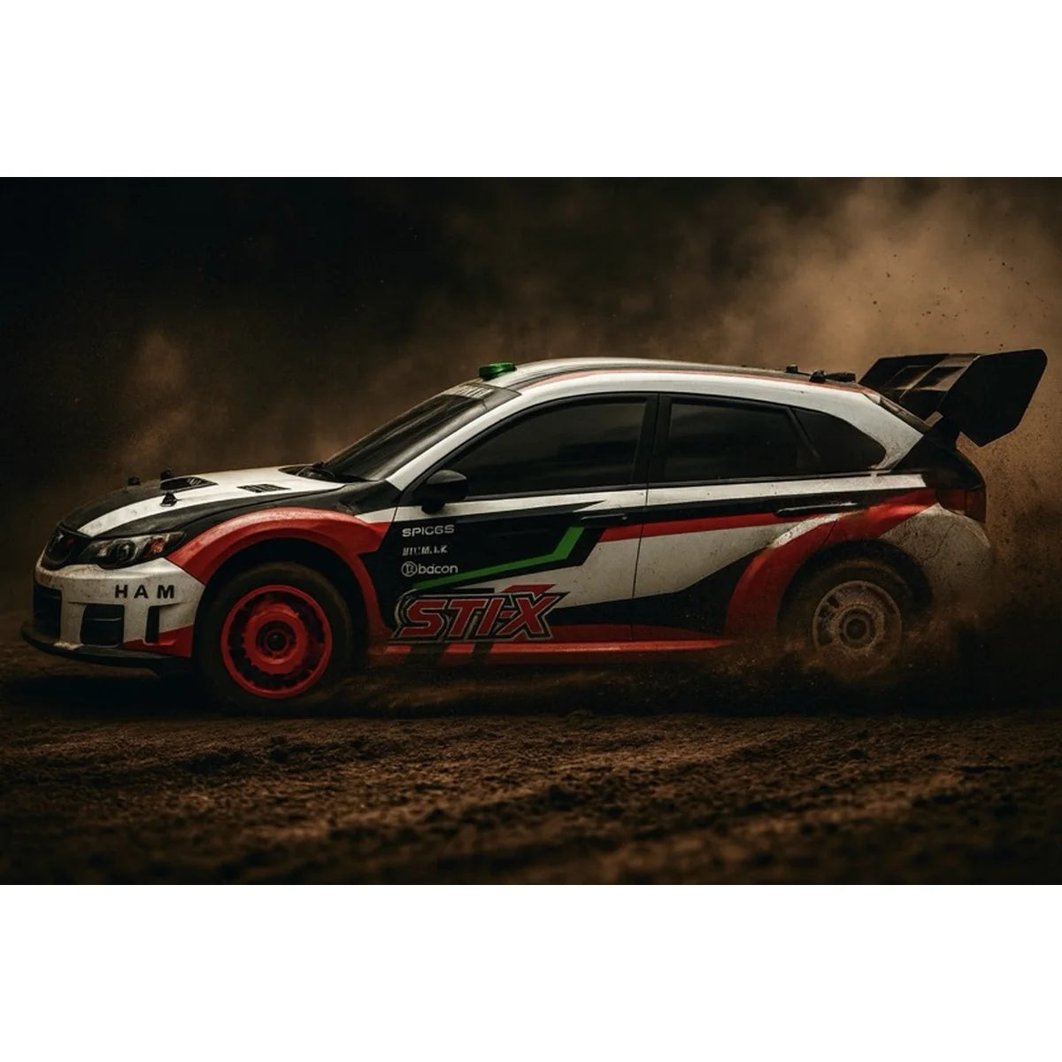 Absima STi-X Rally brushed 4WD + NiMH 2000mAh 12233-Set im Maßstab 1:10 Rally RTR – Seitenansicht