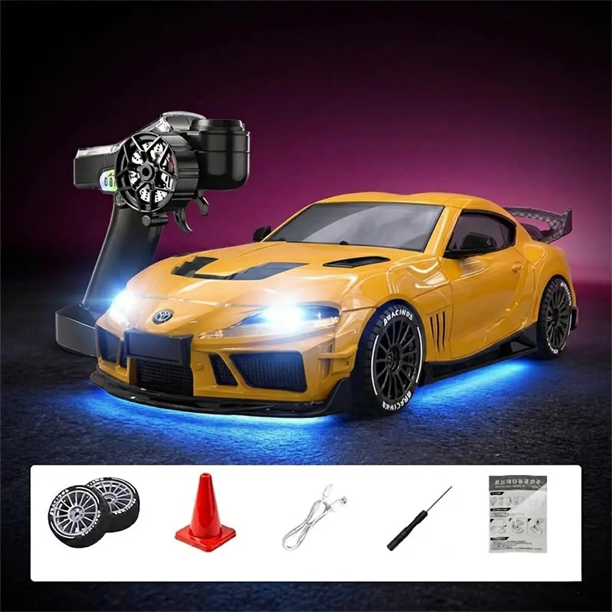 Absima Supra Drift/Race Car 4WD 1:43 RTR Gelb 10044 – mit Fernsteuerung und Zubehör