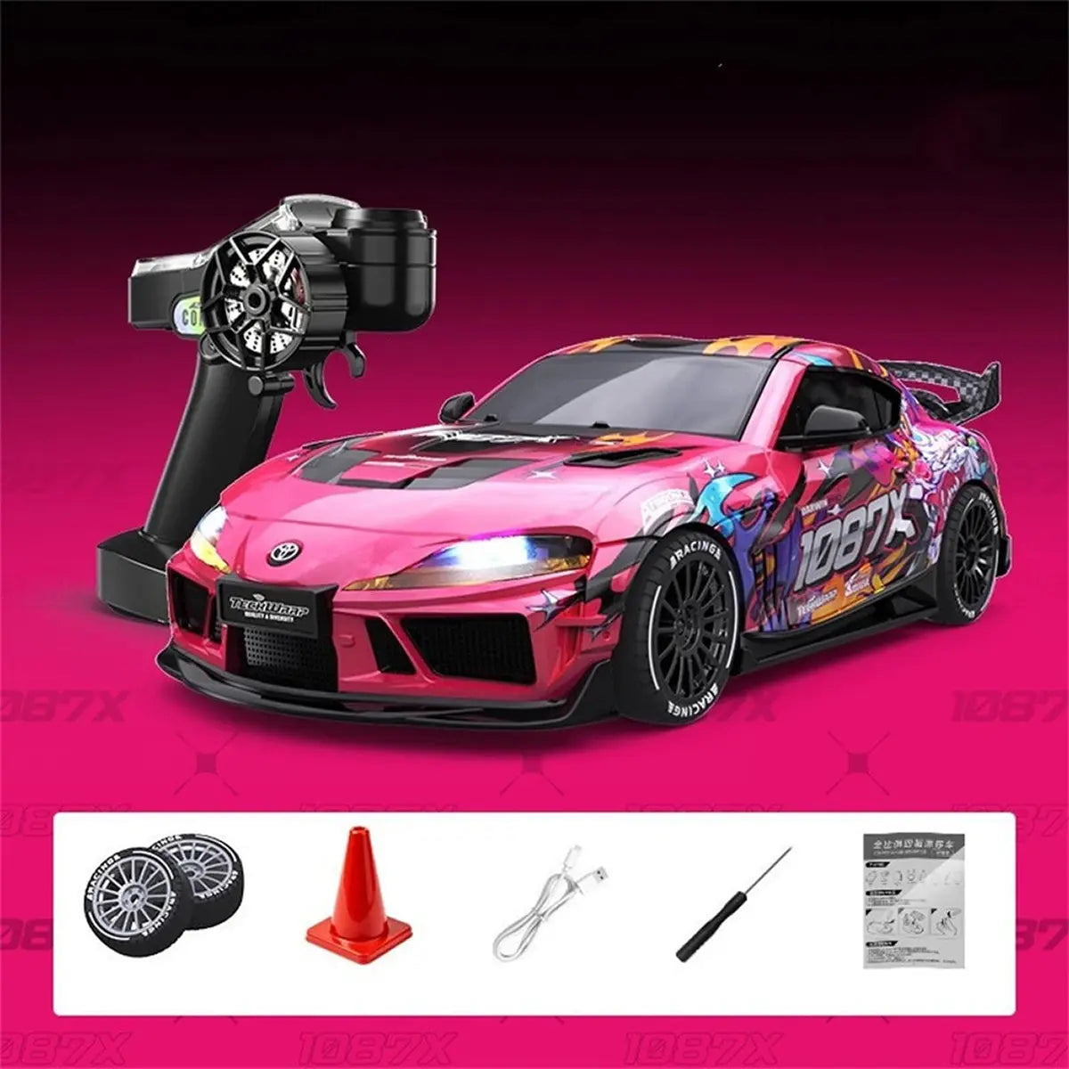 Absima Supra Drift/Race Car 4WD 1:43 RTR Pink 10041 – mit Fernsteuerung und Zubehör