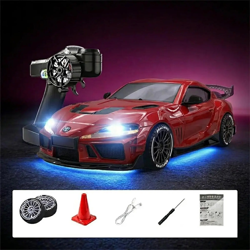Absima Supra Drift/Race Car 4WD 1:43 RTR Rot 10042 – mit Fernsteuerung, Pylonen und Zubehör