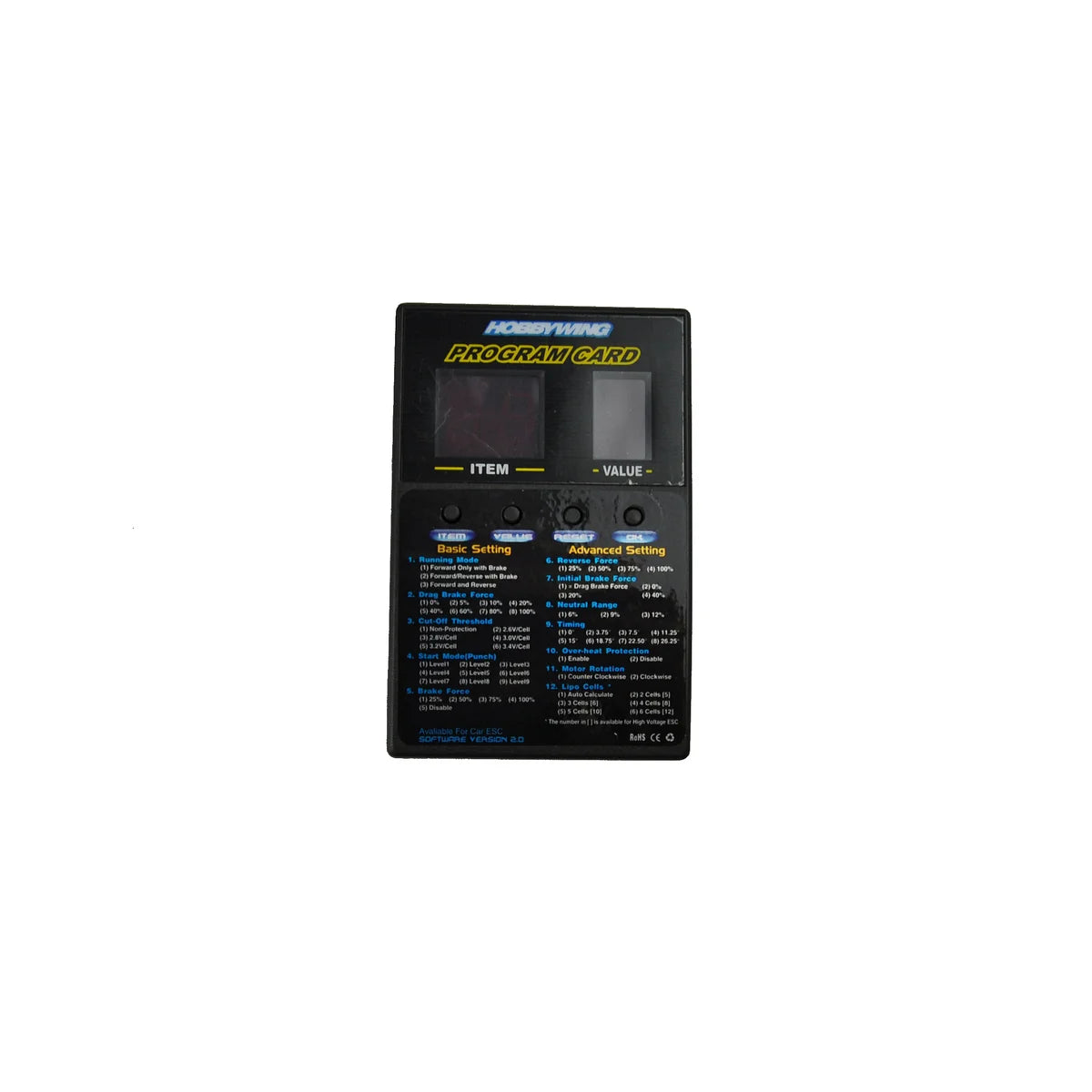 Amewi Hobbywing Programmierkarte für Monstertruck Raptor E 007-MA2220