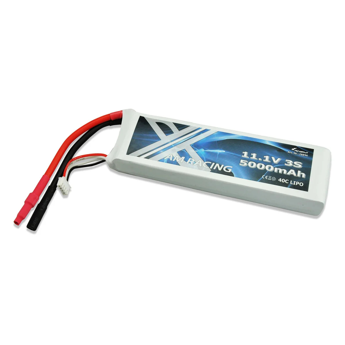 Amewi LiPo Akku 3S 11,1V 5000mAh 40C Softcase, 5mm Goldkontakt 28896