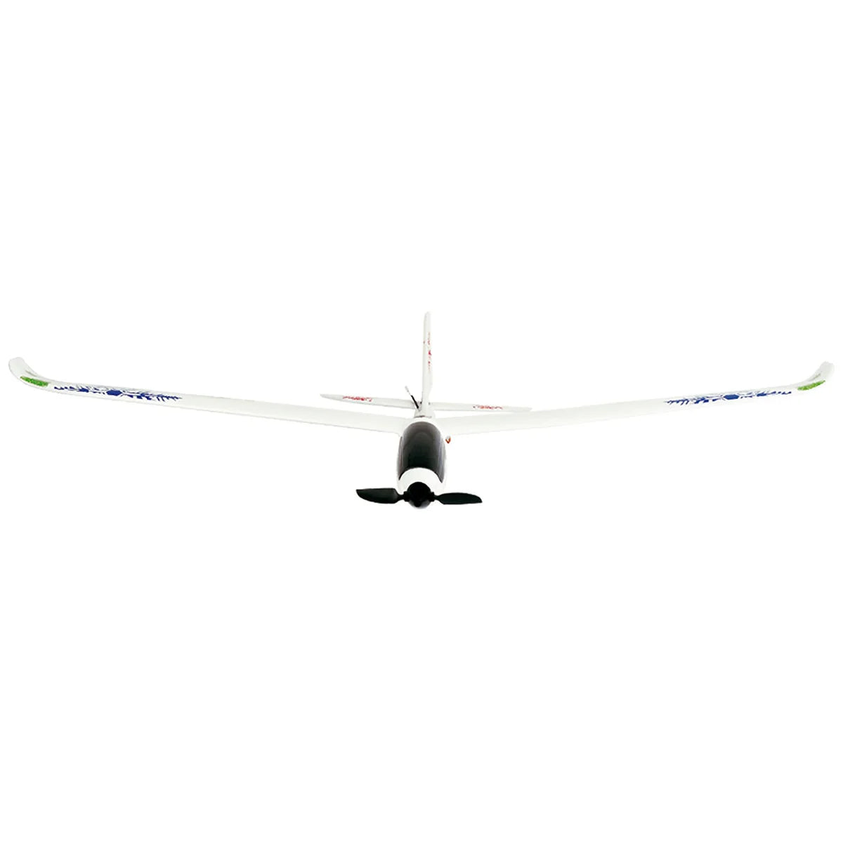 Amewi 3D Climber Segelflugzeug mit Gyro 5-Kanal 780mm 24057 Flugzeug RTF – Draufsicht mit ausgebreiteten Flügeln und Leitwerk